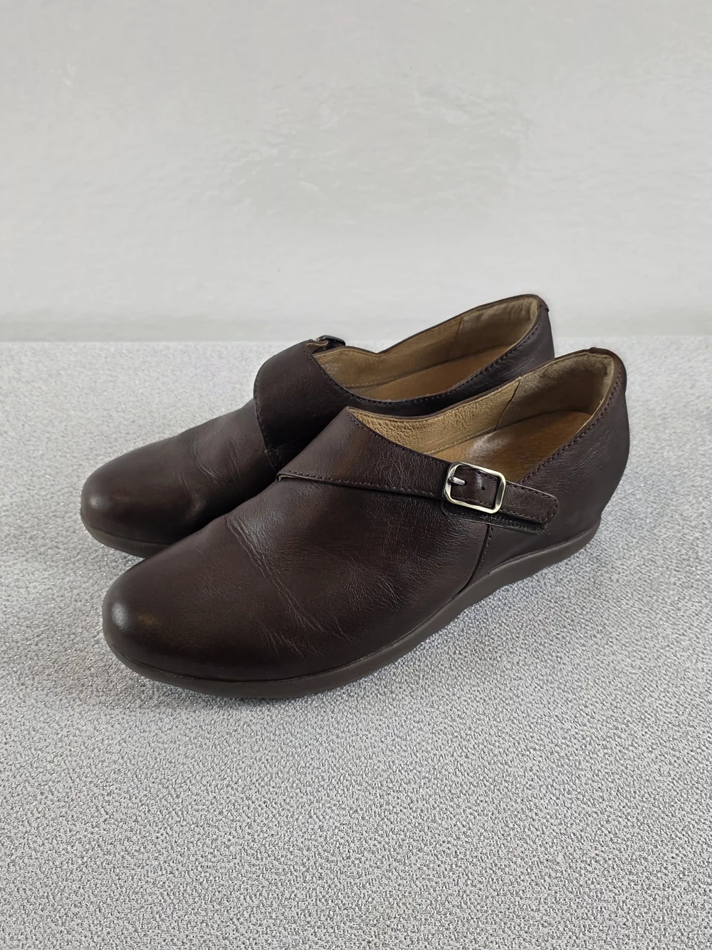 Dansko Marisa Hidden Wedge Oxford Shoes Brown Leather Women's 39/8.5-9